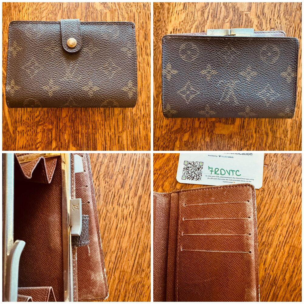 Vintage Louis Vuitton Wallet w/ Kiss Lock Coin Purse COA